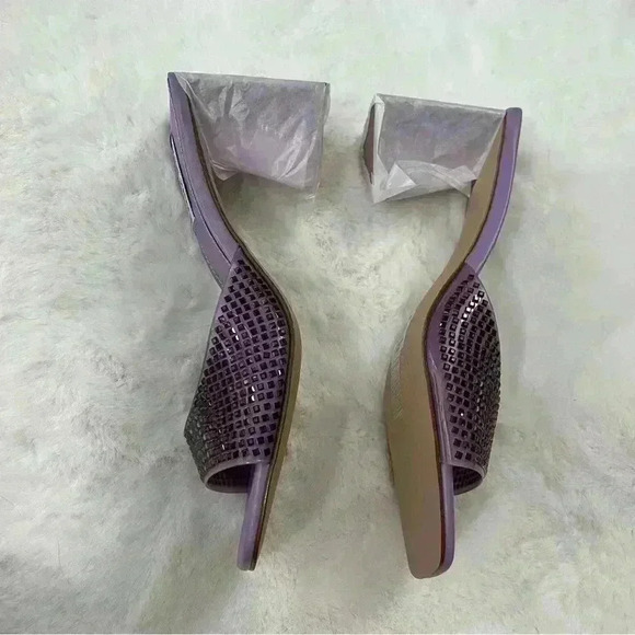 Steve Madden Purple Rhinestone Block Heel Slides Size 7.5 Retro 90s Hoco Bling - Picture 12 of 16